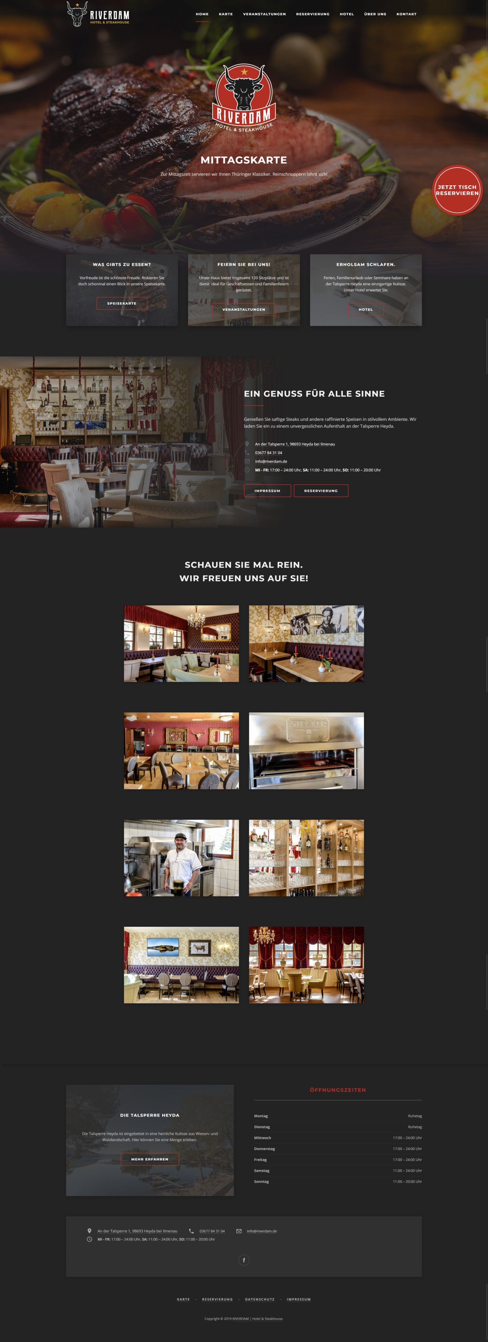 Riverdam Hotel & Steakhouse Website